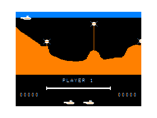 Sea Dragon (TRS-80 CoCo) screenshot: The start of Level 1 checkpoint
