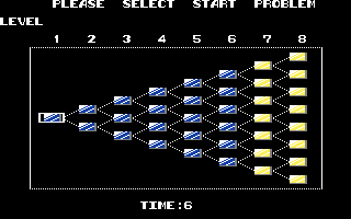 Puzznic (Commodore 64) screenshot: Select the next stage