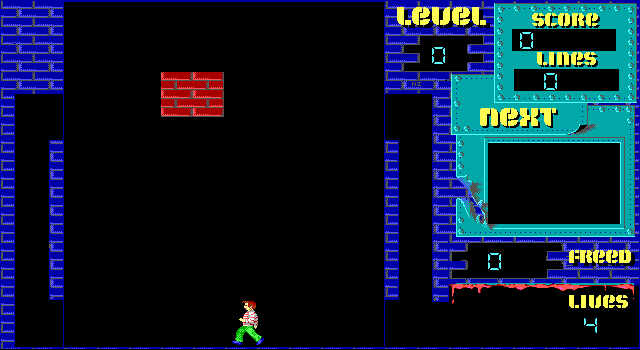 Tetriller (DOS) screenshot: Beginning of the game