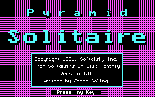 Pyramid Solitaire (DOS) screenshot: Title screen (CGA)