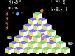 Q*bert (ColecoVision) screenshot: Running from the snake...