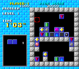 Puzznic (TurboGrafx-16) screenshot: From the falling-tile game mode