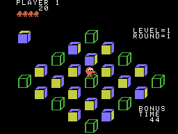 Q*bert's Qubes (ColecoVision) screenshot: Gameplay on the first level
