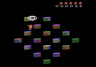 Q*bert's Qubes (Atari 2600) screenshot: Ouch, something hit me