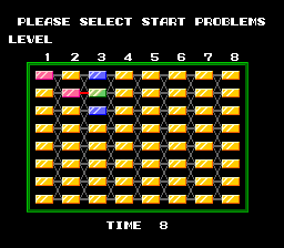 Puzznic (TurboGrafx-16) screenshot: How the level map looks after afew rounds