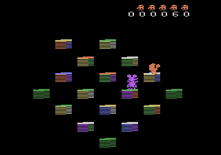 Q*bert's Qubes (Atari 2600) screenshot: Running from the rat