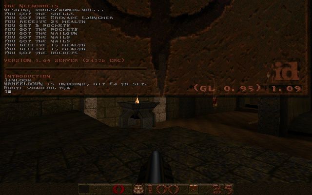 Quake (Windows) screenshot: Ingame console - not only for cheats, but mainly for changing the config quickly