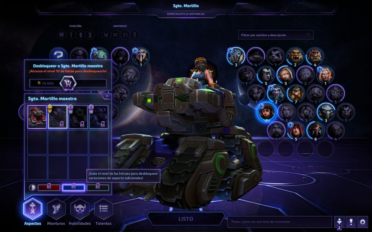 Heroes of the Storm (Windows) screenshot: The master aspect of Sargent Hammer (Spanish version)