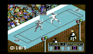 Summer Challenge (Commodore 64) screenshot: Closing in