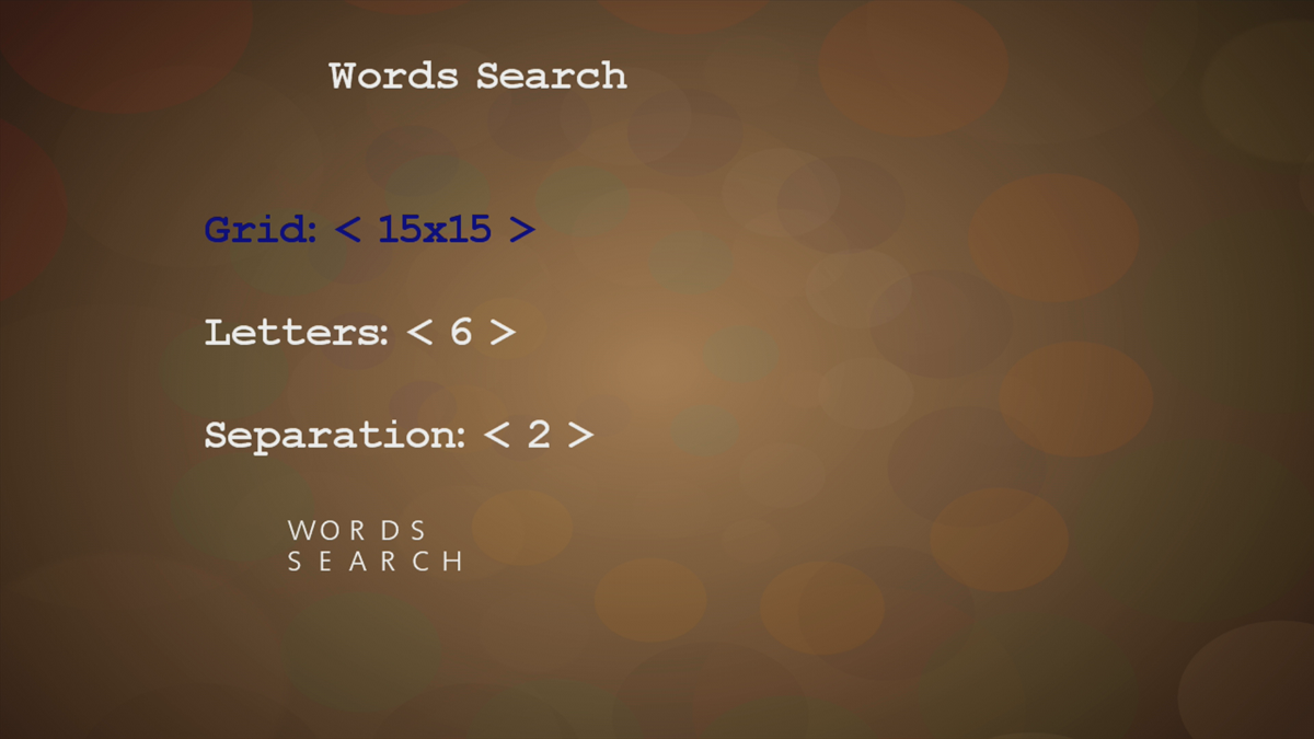 Words Search (Xbox 360) screenshot: Setting up a game (Trial version)