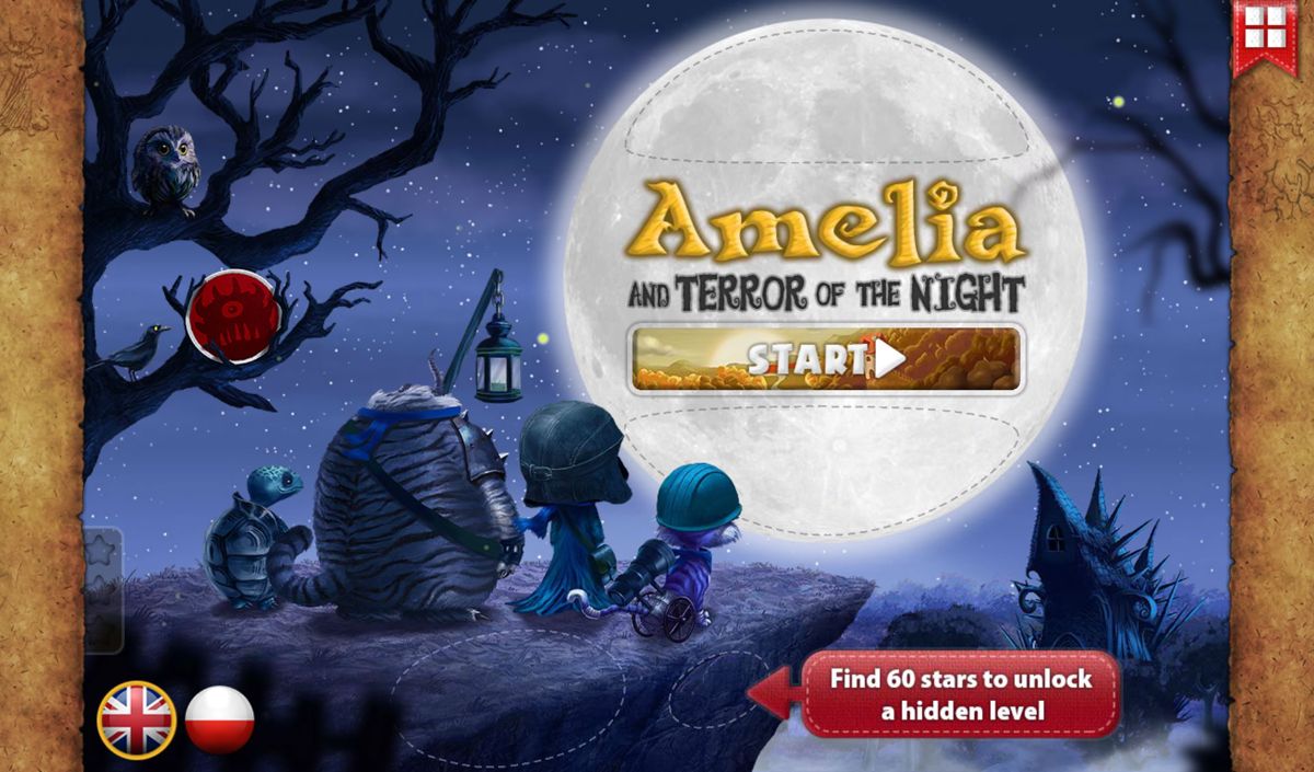 Amelia and Terror of the Night (Android) screenshot: Main menu