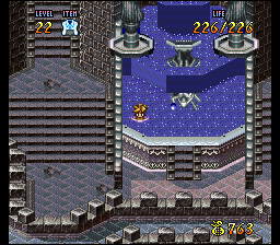 Terranigma (SNES) screenshot: Swimming in a fountain! Wee!..