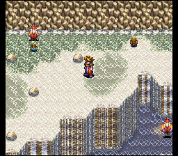 Terranigma (SNES) screenshot: As you restore the world, animal species will gradually fill it. Here, you are hanging with some cool birdies