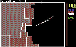 QIX (Commodore 64) screenshot: Slowly trapping the qix