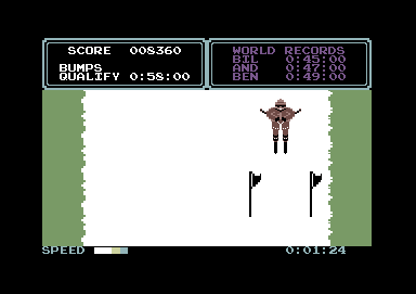 Daley Thompson's Super-Test (Commodore 64) screenshot: At the start of the giant slalom.