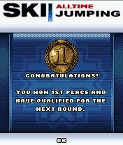 Alltime Ski Jumping (J2ME) screenshot: Qualified!