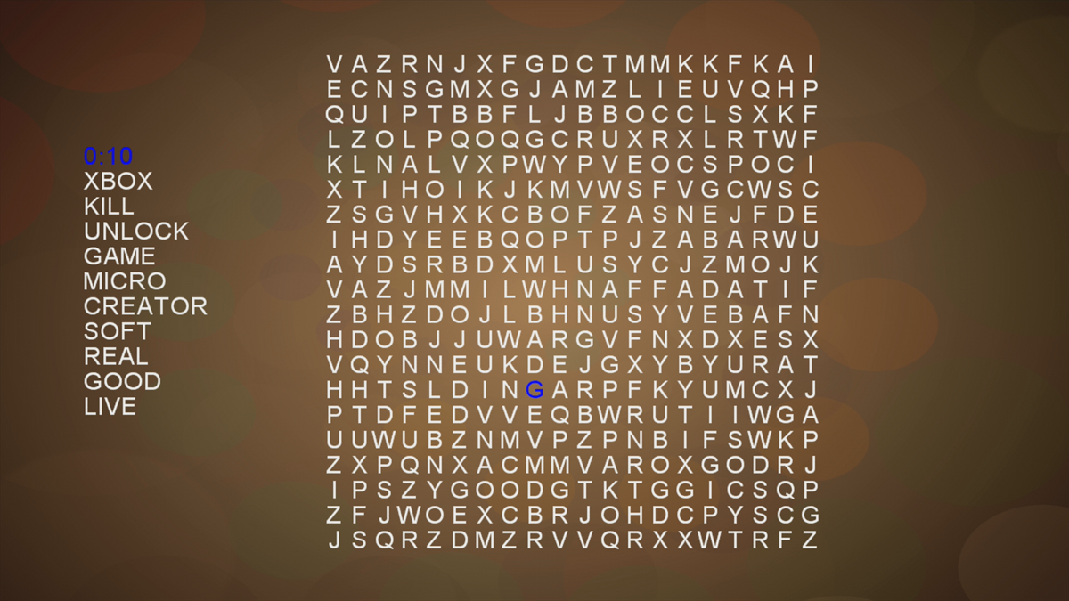 Words Search (Xbox 360) screenshot: Another game with the biggest grid (Trial version)