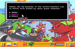 Quarky & Quaysoo's Turbo Science (DOS) screenshot: answering the question...