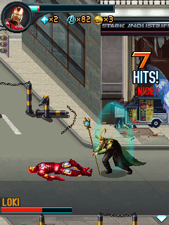 The Avengers: The Mobile Game (J2ME) screenshot: Taking a beating