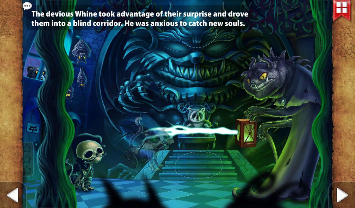 Amelia and Terror of the Night (Android) screenshot: Inside Whine is shown stealing souls.