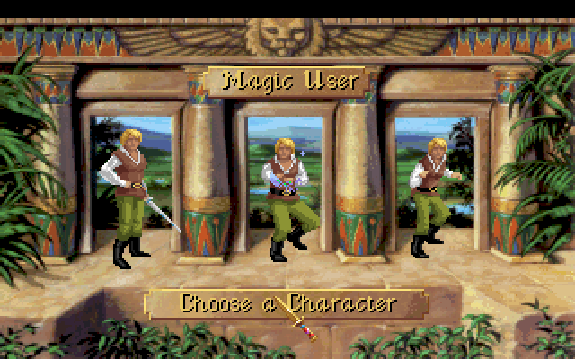 Quest for Glory III: Wages of War (DOS) screenshot: Choosing a character