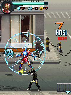 The Avengers: The Mobile Game (J2ME) screenshot: Not sure what he is doing