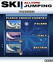Alltime Ski Jumping (J2ME) screenshot: Track selection screen