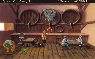 Quest for Glory I: So You Want To Be A Hero (DOS) screenshot: Dragon's Breath fumes in the tavern