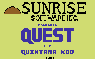 Quest for Quintana Roo (Commodore 64) screenshot: Title screen (tape version)