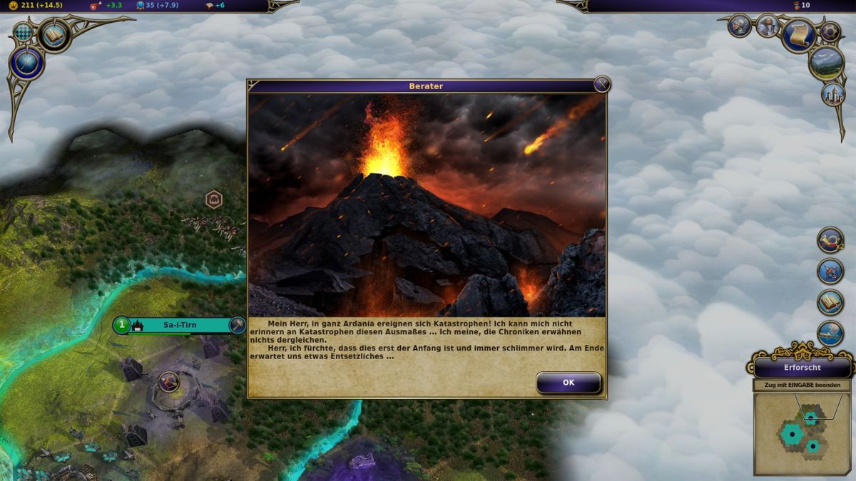 Warlock: Master of the Arcane - Armageddon (Windows) screenshot: The story of the DLC is told in such boxes.