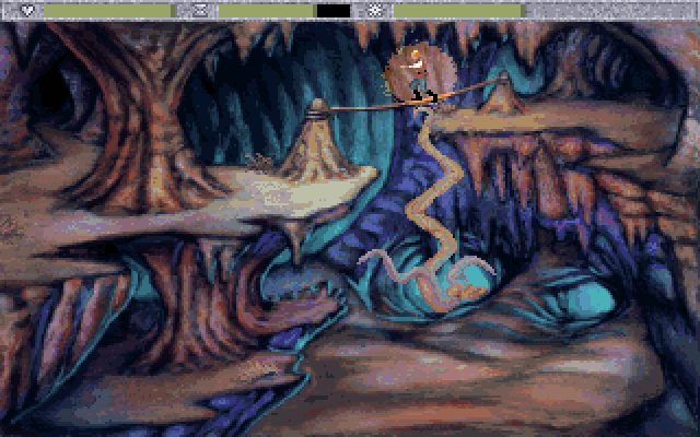 Quest for Glory: Shadows of Darkness (DOS) screenshot: Walking the tightrope