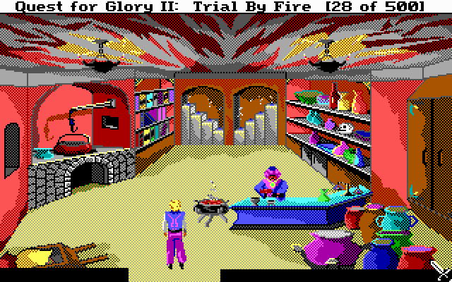 Quest for Glory II: Trial by Fire (DOS) screenshot: The apothecary