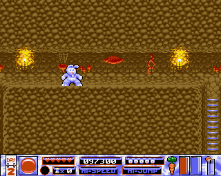 Quik the Thunder Rabbit (Amiga) screenshot: After four stages, you have to work your way through a labyrinth