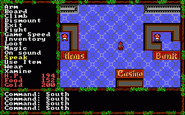 Questron II (DOS) screenshot: In a Town (EGA/Tandy)