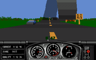 Race Drivin' (Amiga) screenshot: Normal track - prepare for circular stunt