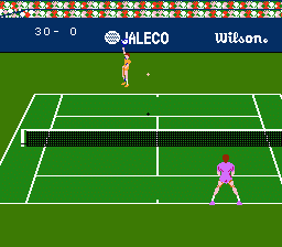 Racket Attack (NES) screenshot: Computer serves