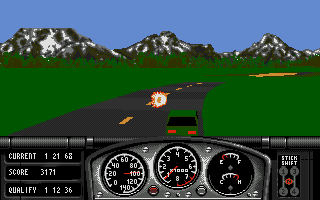 Race Drivin' (Amiga) screenshot: Normal track - replay of the collision