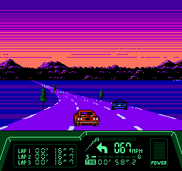Rad Racer II (NES) screenshot: Driving off into the sunset...