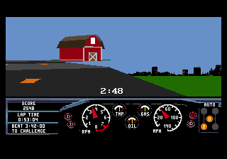 Race Drivin' (Genesis) screenshot: The house is hanging over the abyss