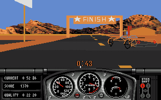 Race Drivin' (Amiga) screenshot: Autocross track - 'finish', another important point