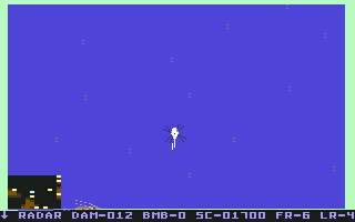 Raid on Bungeling Bay (Commodore 64) screenshot: Over the sea