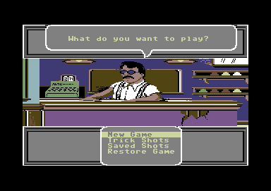 Rack 'Em (Commodore 64) screenshot: Game options