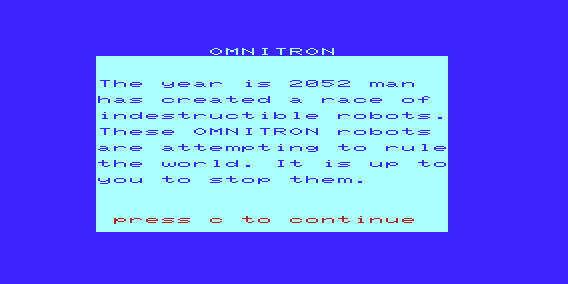 Omnitron (VIC-20) screenshot: Introduction