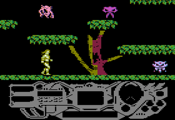 Rad Warrior (Apple II) screenshot: Watch out for the many strange creatures