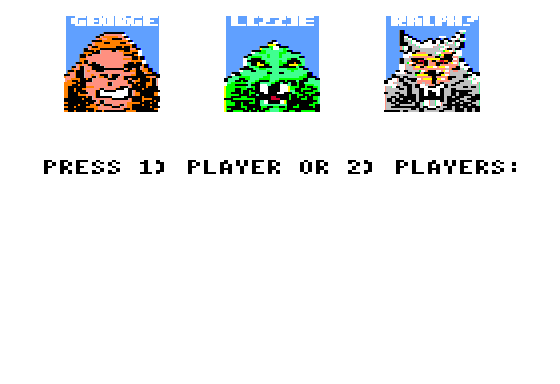 Rampage (Apple II) screenshot: How many players?