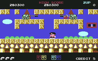 Rainbow Islands (Commodore 64) screenshot: Lethal tanks
