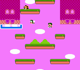 Rainbow Islands (NES) screenshot: Bubby is falling down