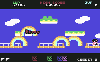 Rainbow Islands (Commodore 64) screenshot: Better do what the game says...