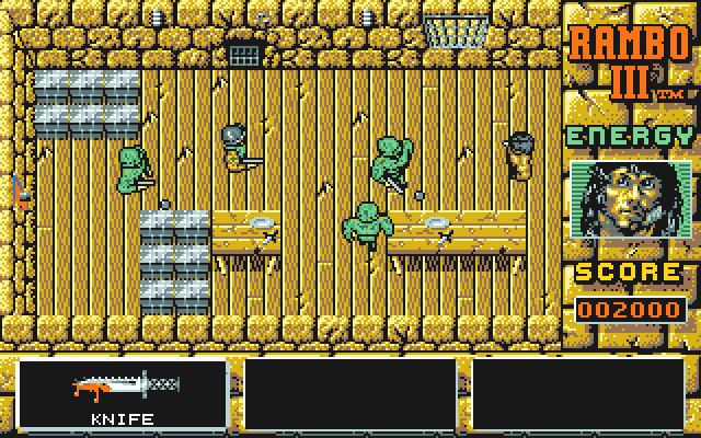 Rambo III (DOS) screenshot: a heavily guarded room - VGA