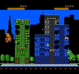 Rampage (NES) screenshot: Two Players can play